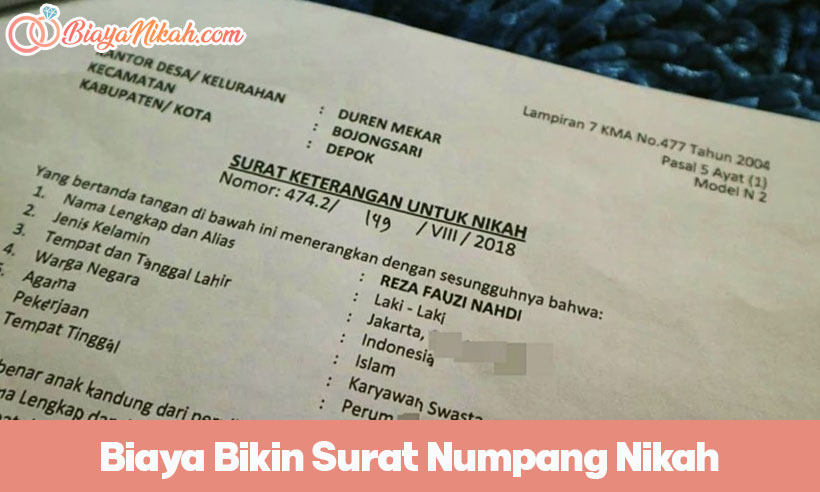 Biaya Bikin Surat Numpang Nikah