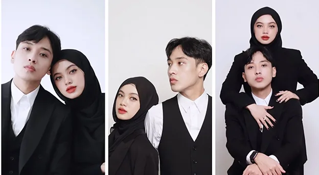 Foto prewedding baju hitam modern