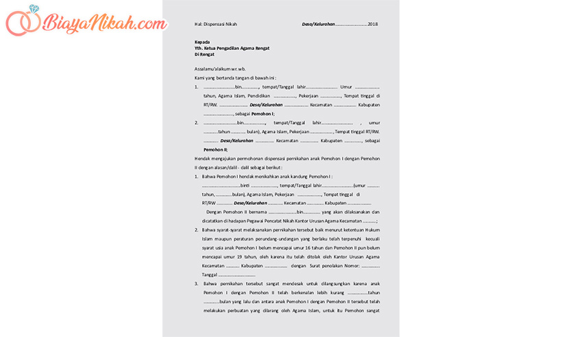 contoh surat dispensasi nikah dibawah umur