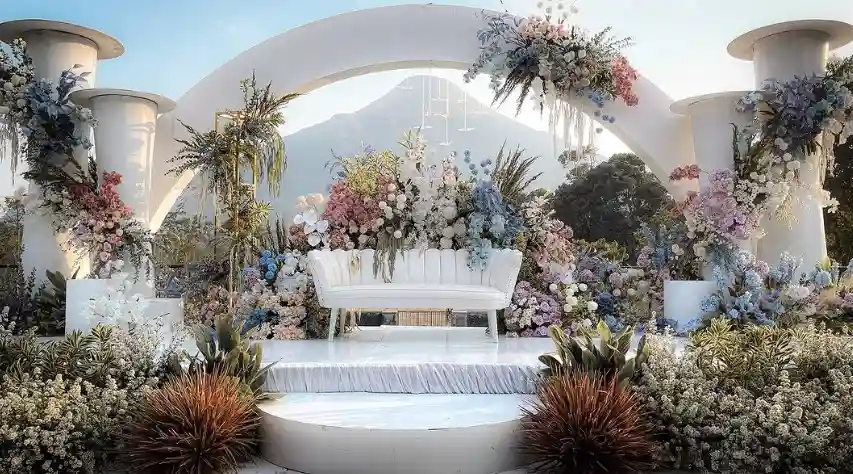 dekorasi pernikahan elegan outdoor